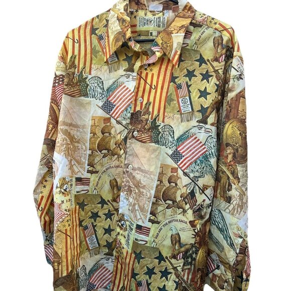 Vintage Media 1970’s Men’s Sz XL Long Sleeve USA Patriotic America Shirt RARE - Picture 2 of 15